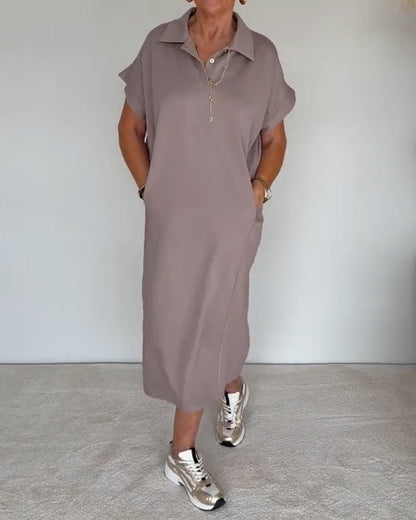 Casual Loose Polo Neck Dress