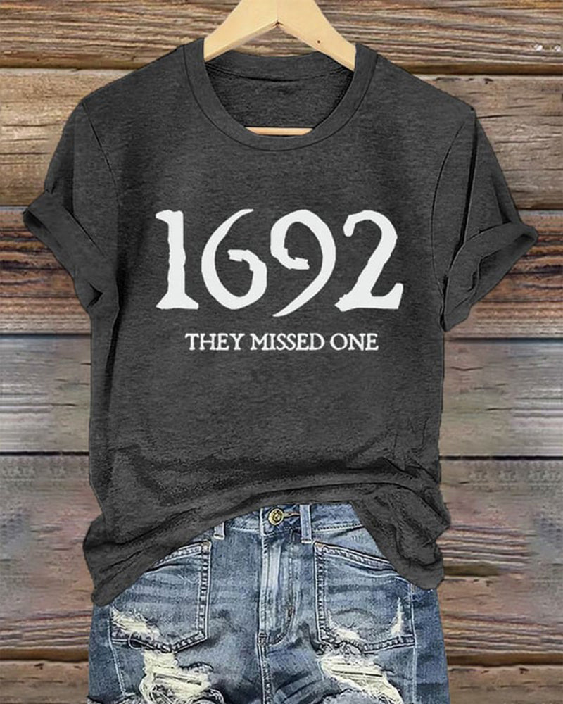 Women's 1692 They Missed One Salem Witch Printed T-Shirt 2024 f/w halloween spring summer t-shirts