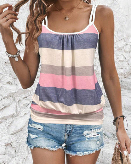 Striped Vest With Suspenders