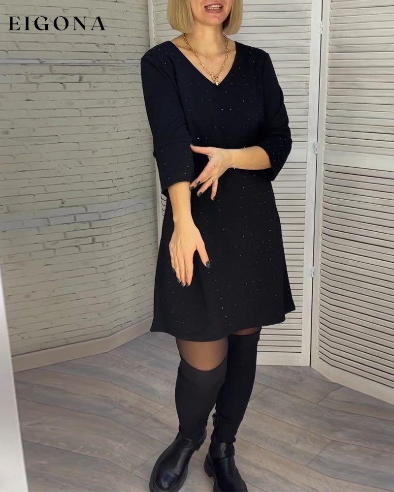 Elegant v-neck dress with three-quarter sleeves 2023 f/w 23BF casual dresses Clothes Dresses spring