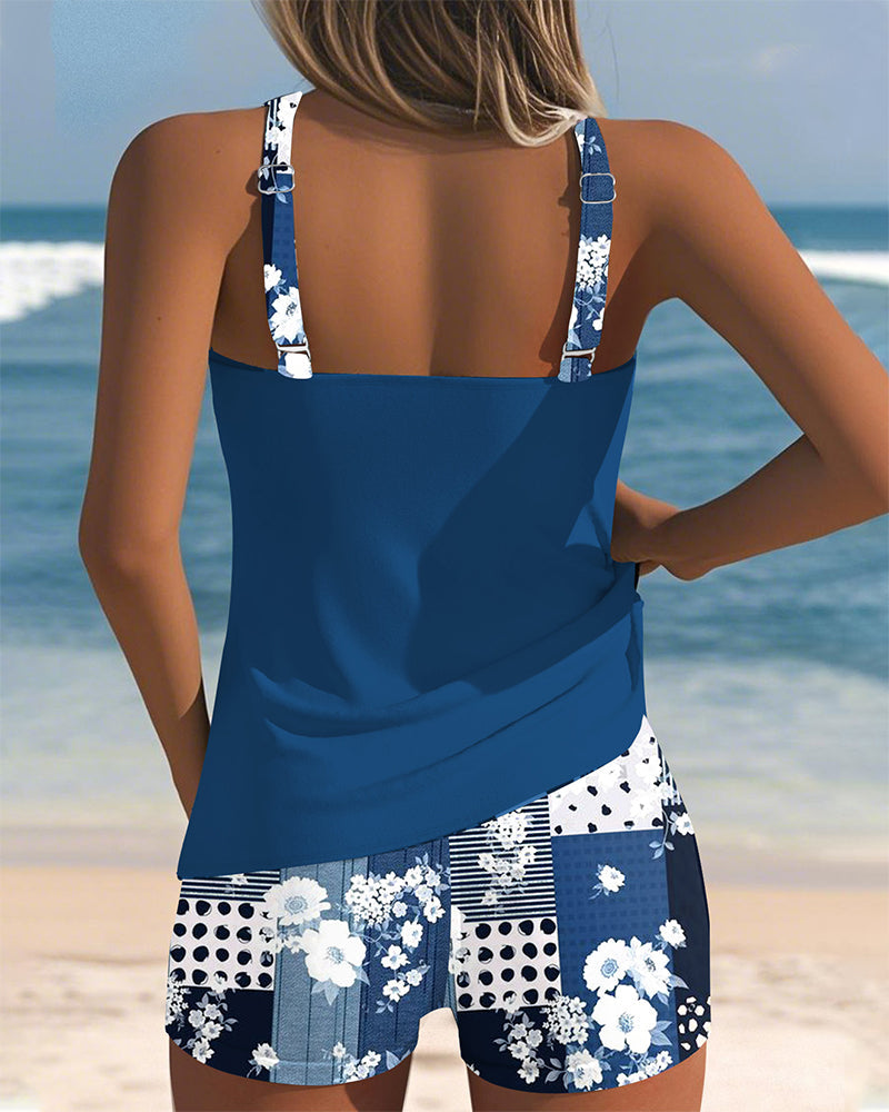 Bedruckter zweiteiliger Boxer-Badeanzug