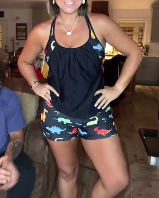 Dinosaur Print Two-Piece Swimsuit