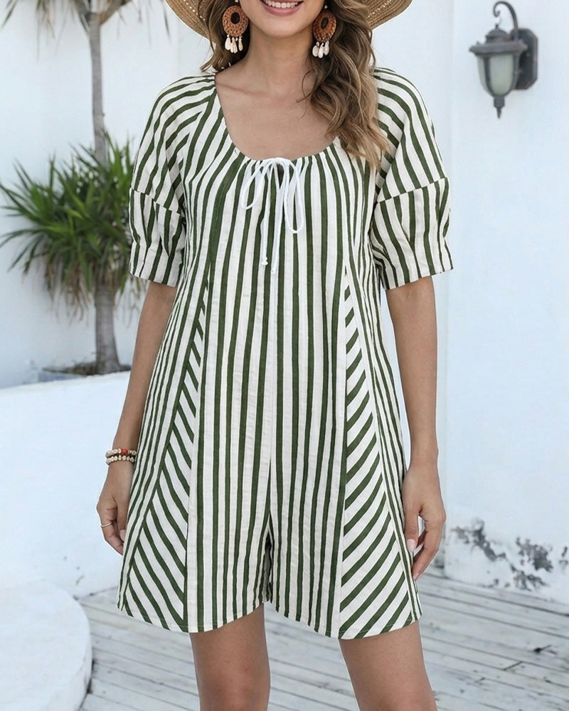 Striped Loose Shorts Jumpsuit