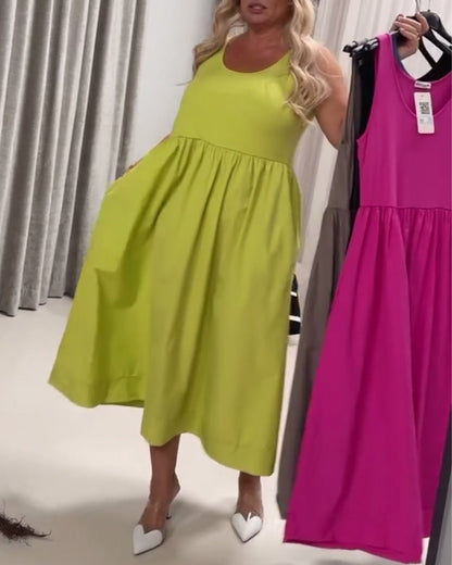 Abito a trapezio con pieghe a fionda