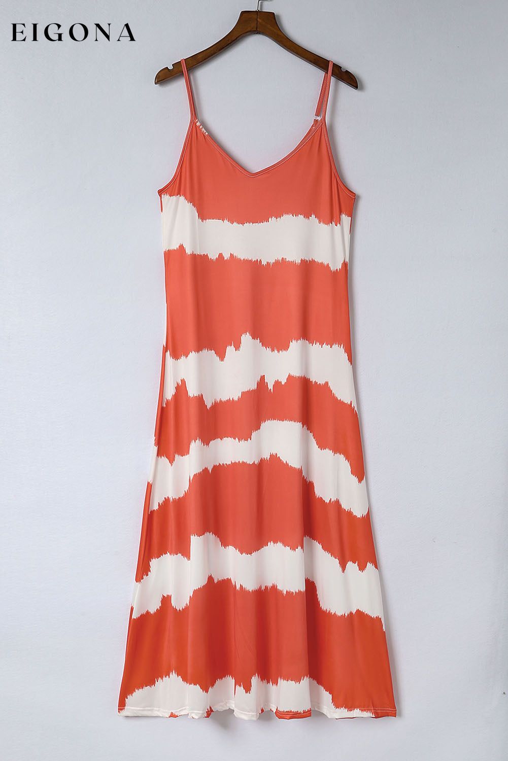 Orange Tie Dye Striped Spaghetti Straps Maxi Dress clothes Craft Tie Dye DL Mediterranean dress dresses Occasion Vacation Print Color Block Season Summer Size S To 2XL Sleeve Sleeveless Style Casual