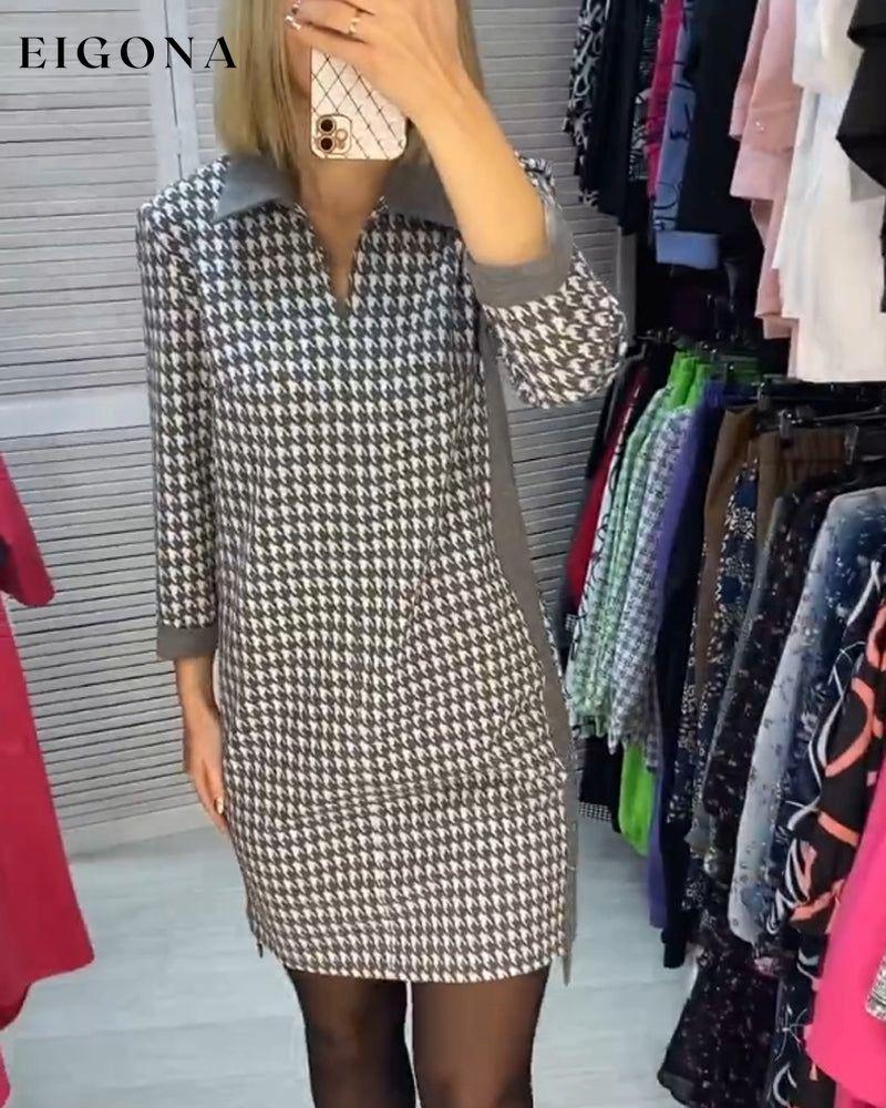 Lapel Pocket Plaid Long Sleeve Dress 2023 f/w 23BF casual dresses Clothes Dresses