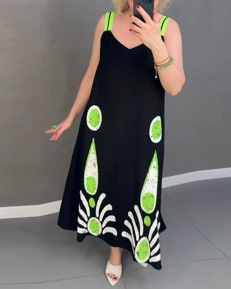 Bedrucktes Kleid mit lockeren Trägern