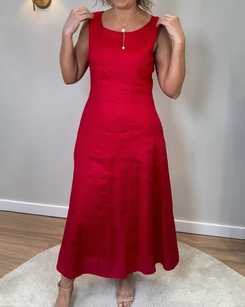 Einfarbiges ärmelloses Weste-Freizeitkleid