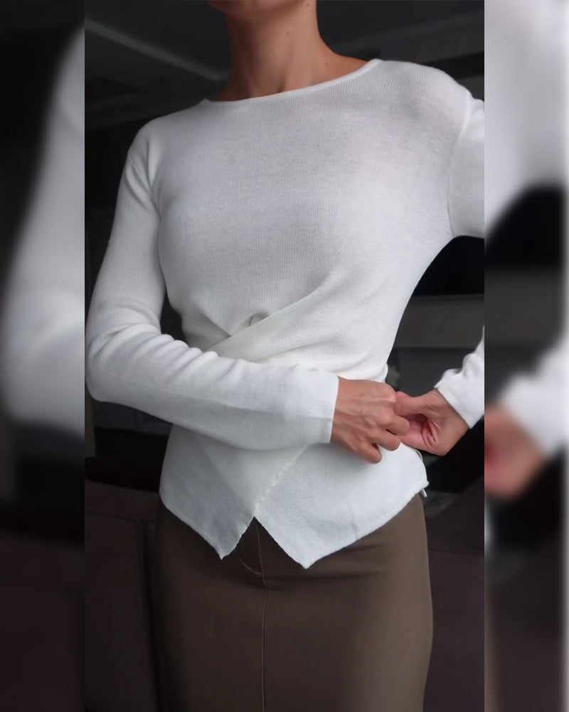 Cross Design Button Waisted Jumper