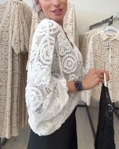 Hohler, einfarbiger Langarmmantel