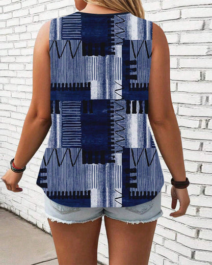 Sleeveless Vintage Print Tank Top