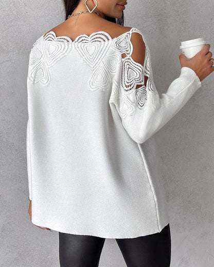 Lace patchwork solid color sweater 2023 f/w 23BF discount pullovers spring