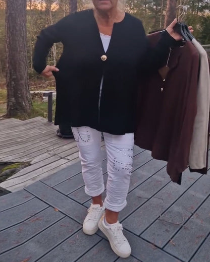 Metal Button Long-Sleeved Cardigan