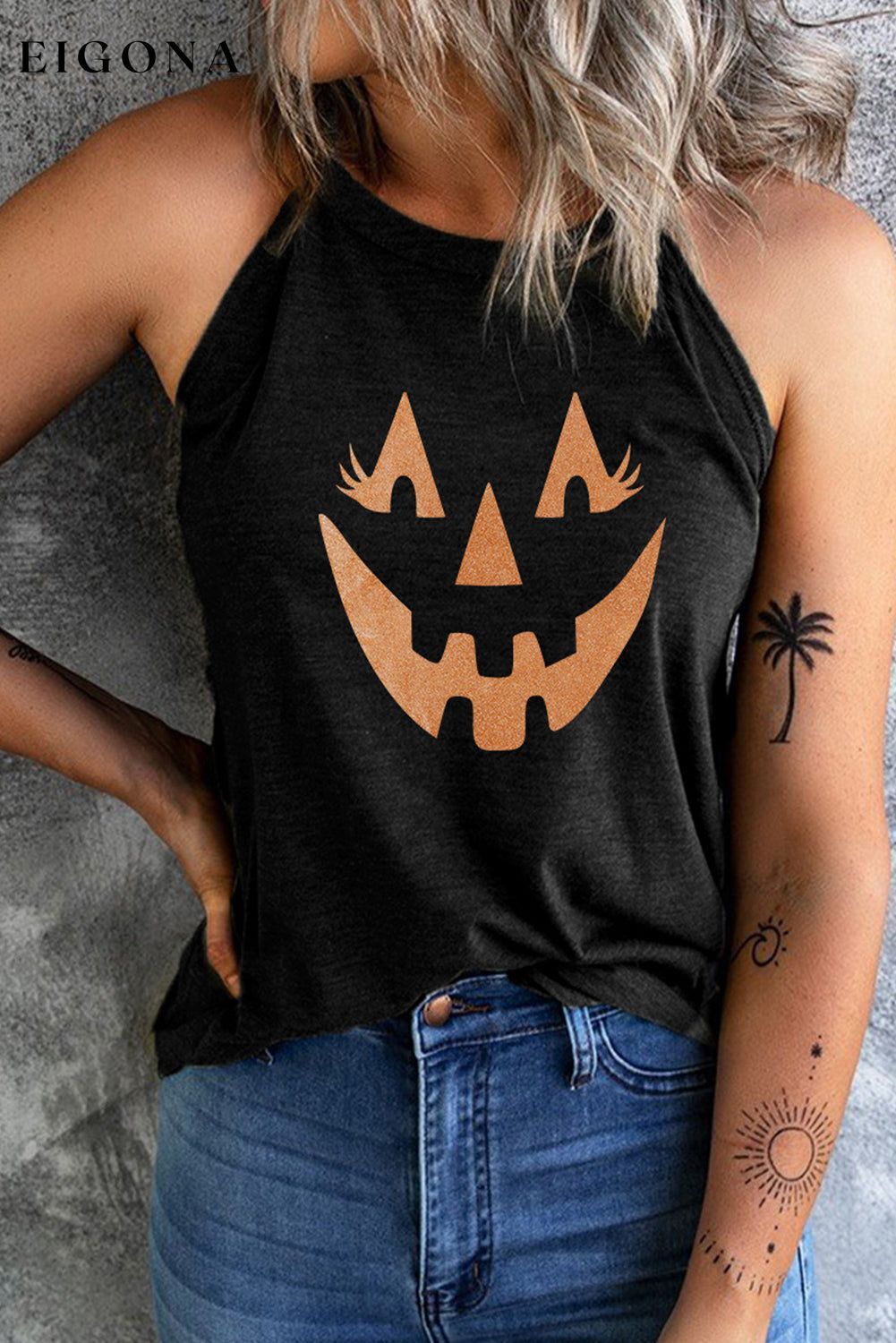 Round Neck Jack-O'-Lantern Graphic Tank Top clothes Ship From Overseas shirt SYNZ top trend