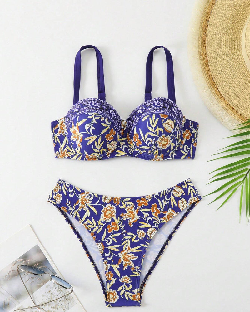 Sexy Floral Print Bikini Swimsuit Bikinis mm-swimsuits spring summer