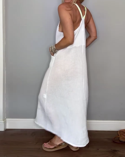 Einfarbiges, lässiges Hosenträgerkleid