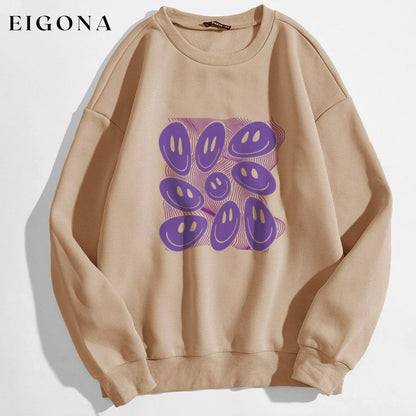 Cartoon Graphic Thermal Lined Oversized Sweatshirt Champagne __stock:500 clothes refund_fee:800 tops