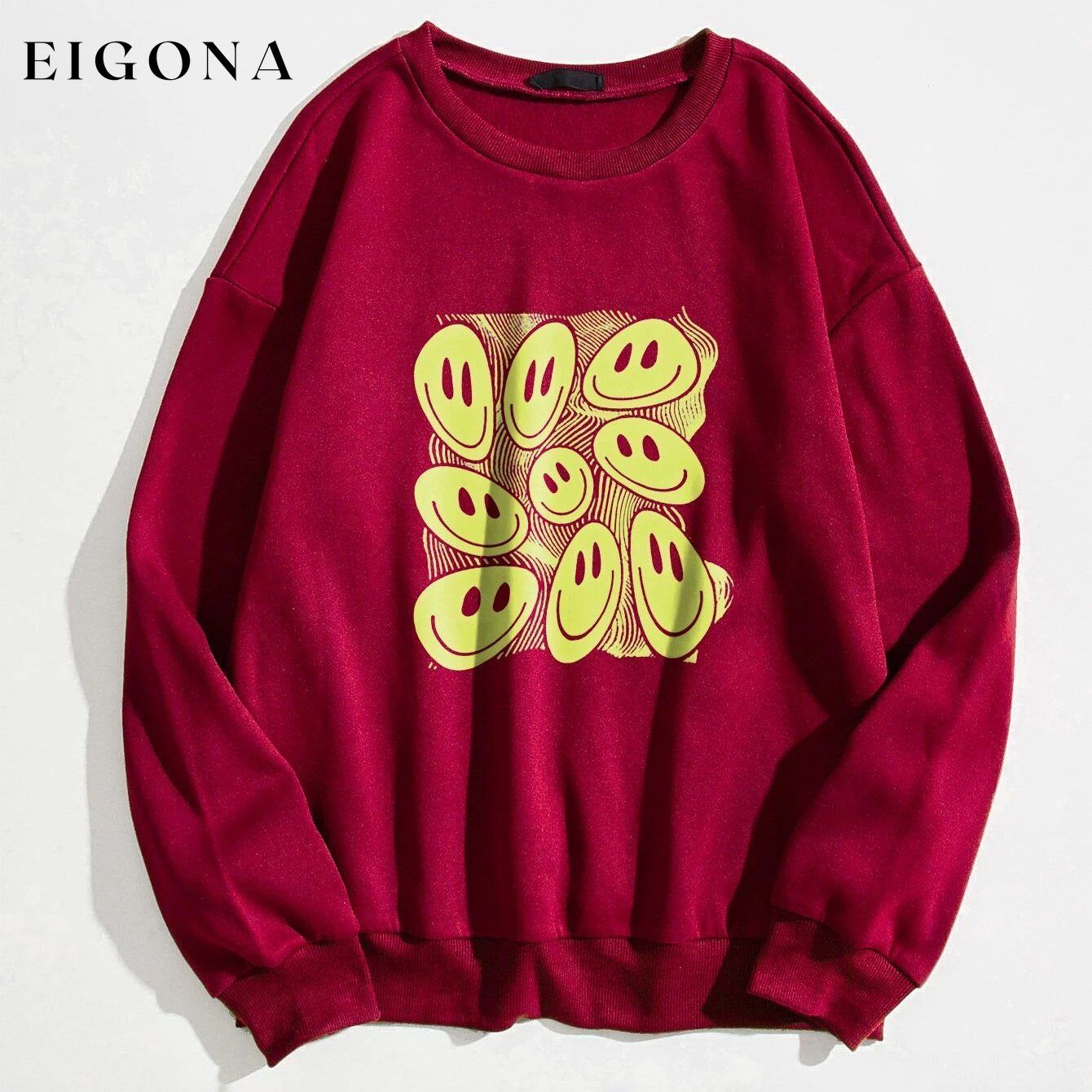 Cartoon Graphic Thermal Lined Oversized Sweatshirt Burgundy __stock:500 clothes refund_fee:800 tops