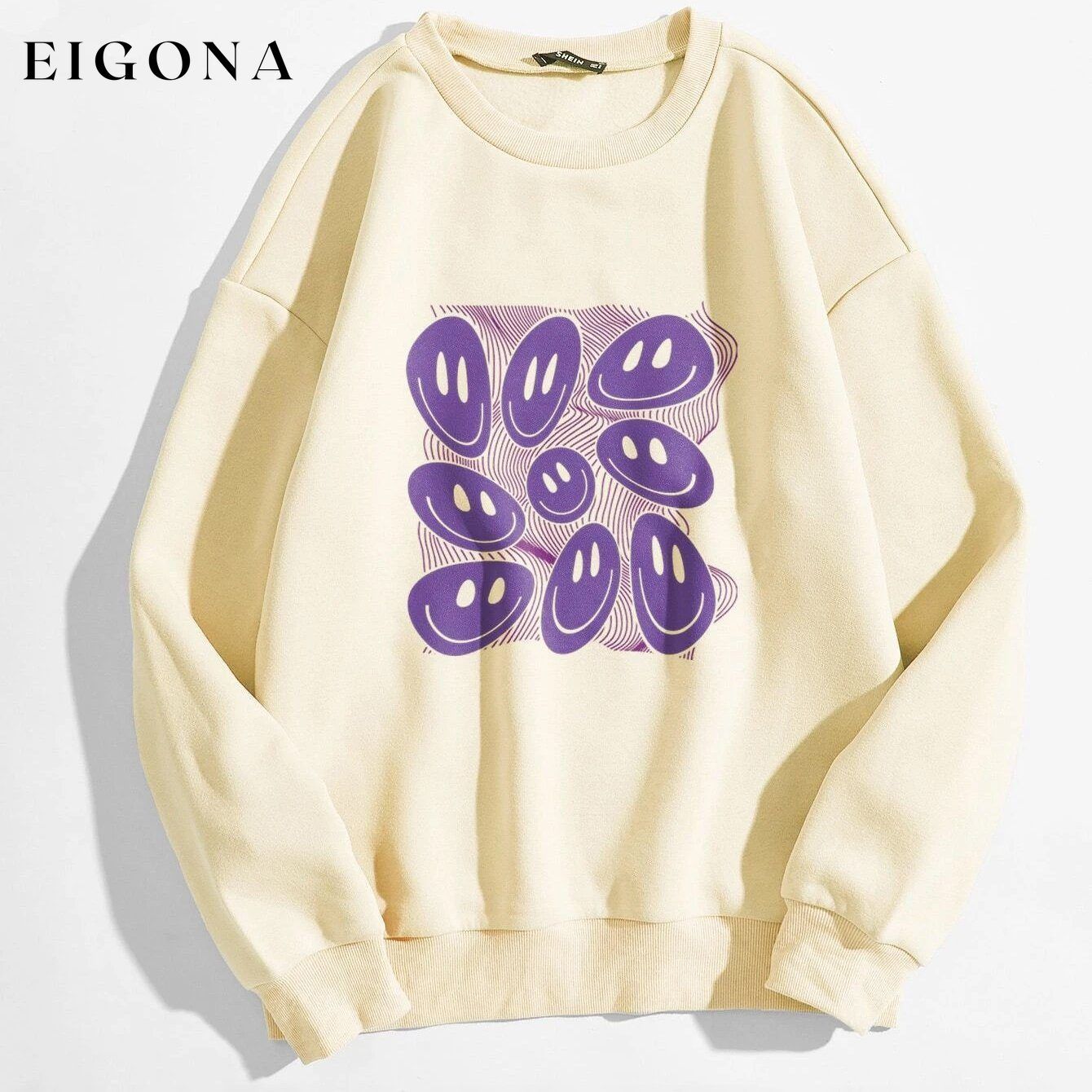 Cartoon Graphic Thermal Lined Oversized Sweatshirt Apricot __stock:500 clothes refund_fee:800 tops