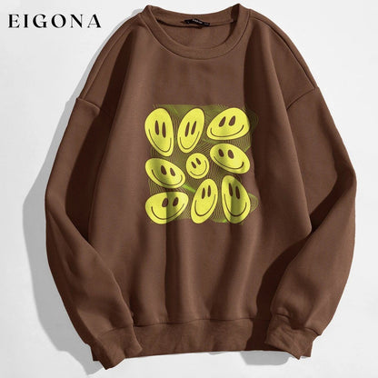 Cartoon Graphic Thermal Lined Oversized Sweatshirt Brown __stock:500 clothes refund_fee:800 tops