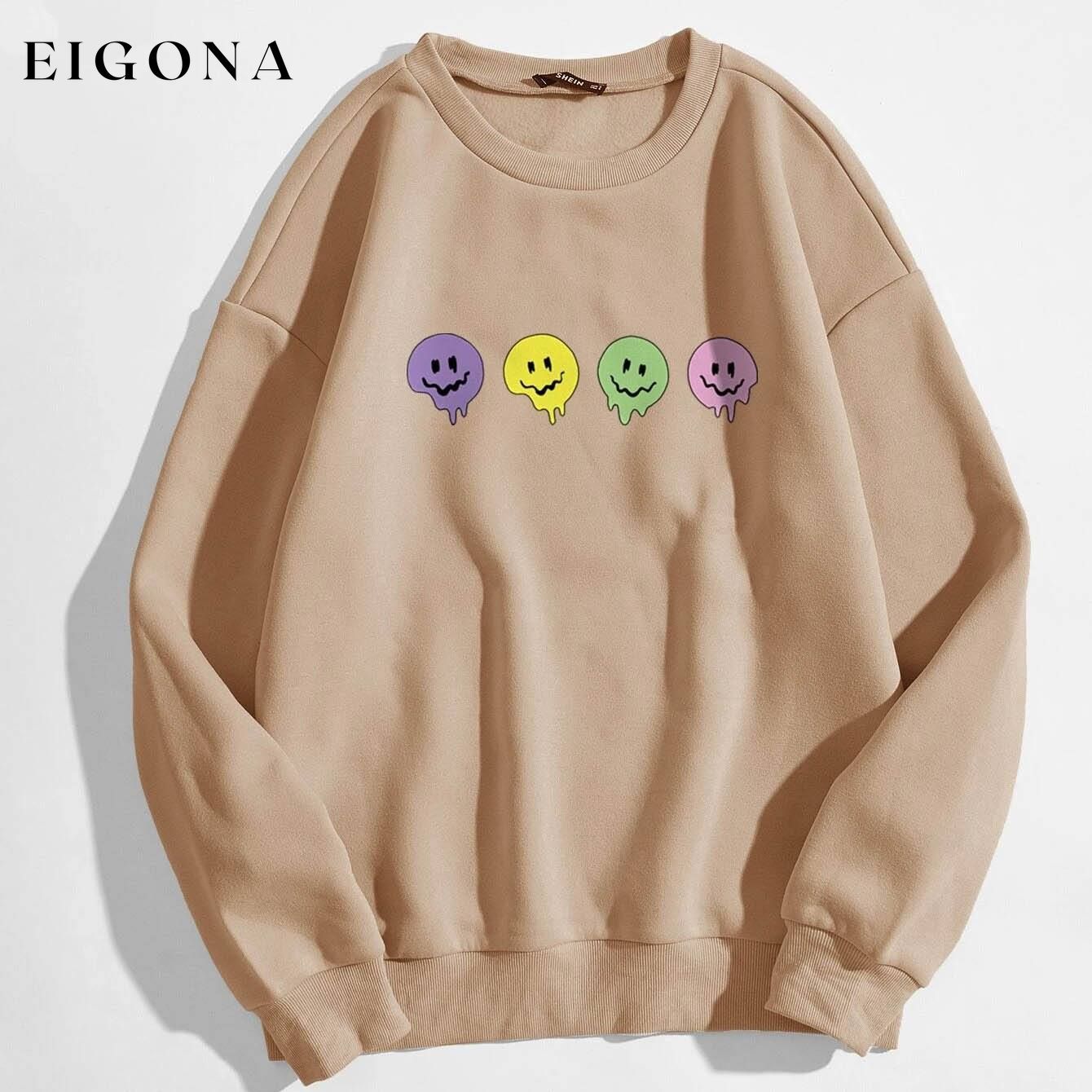 Cartoon Graphic Thermal Lined Sweatshirt Champagne __stock:500 clothes refund_fee:800 tops
