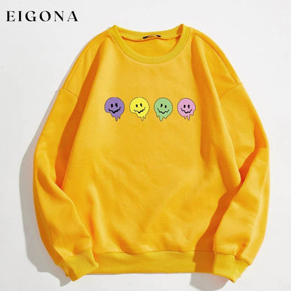 Cartoon Graphic Thermal Lined Sweatshirt Yellow __stock:500 clothes refund_fee:800 tops