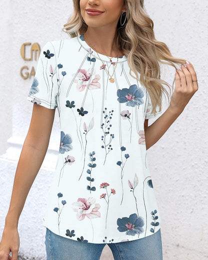 Rundhals-T-Shirt mit All-Match-Print