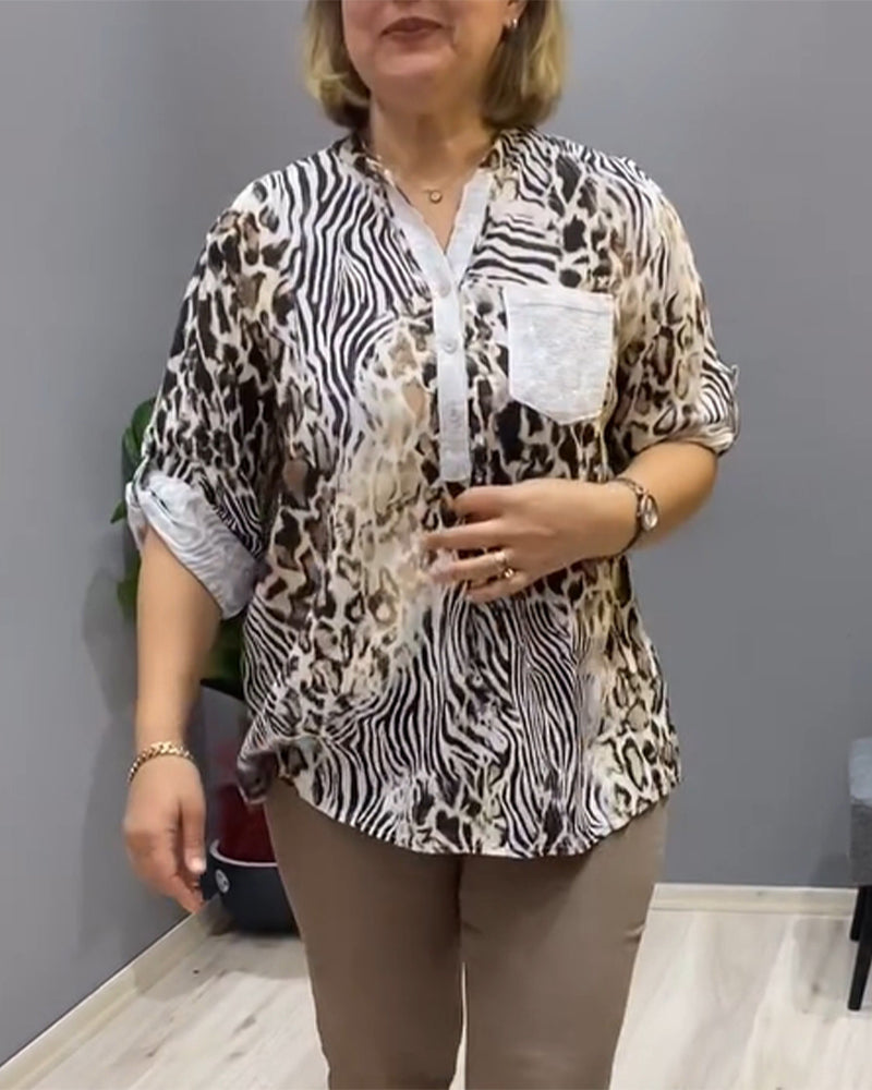 Lässige Bluse mit Leopardenmuster