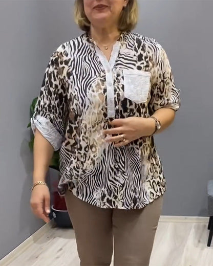 Lässige Bluse mit Leopardenmuster