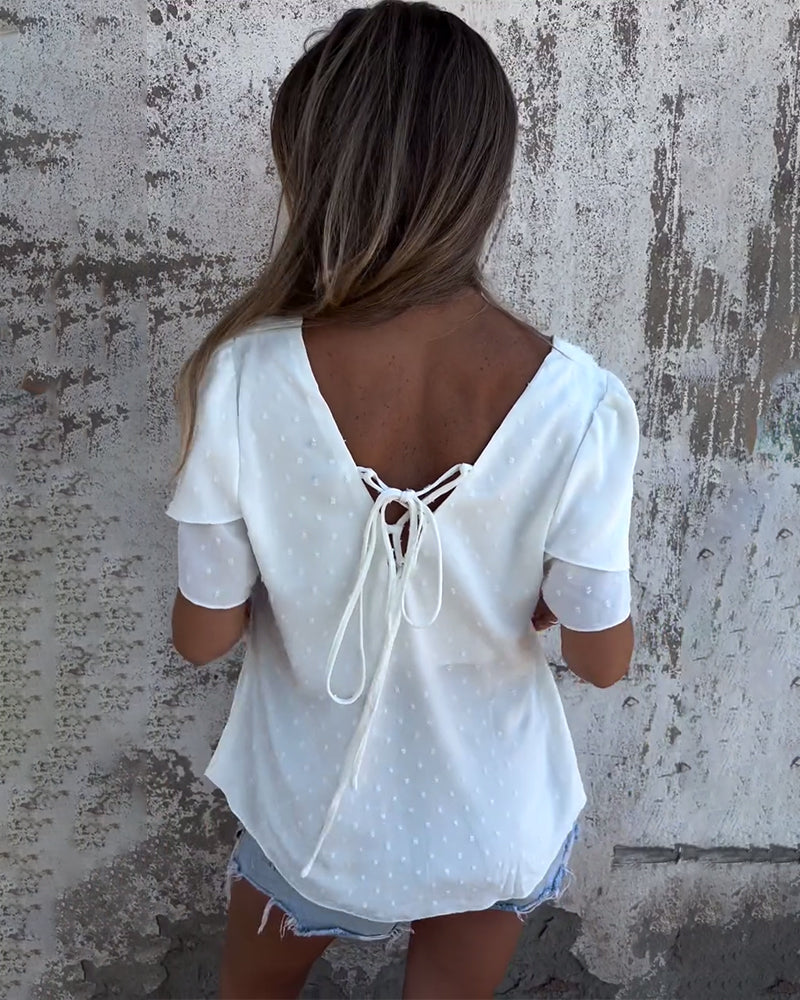 Doppellagige Bluse mit dreidimensionalen Blumen