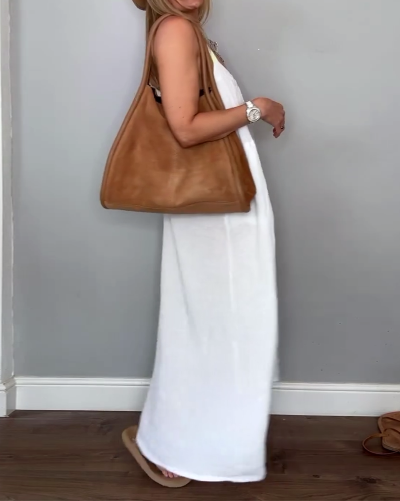 Einfarbiges, lässiges Hosenträgerkleid