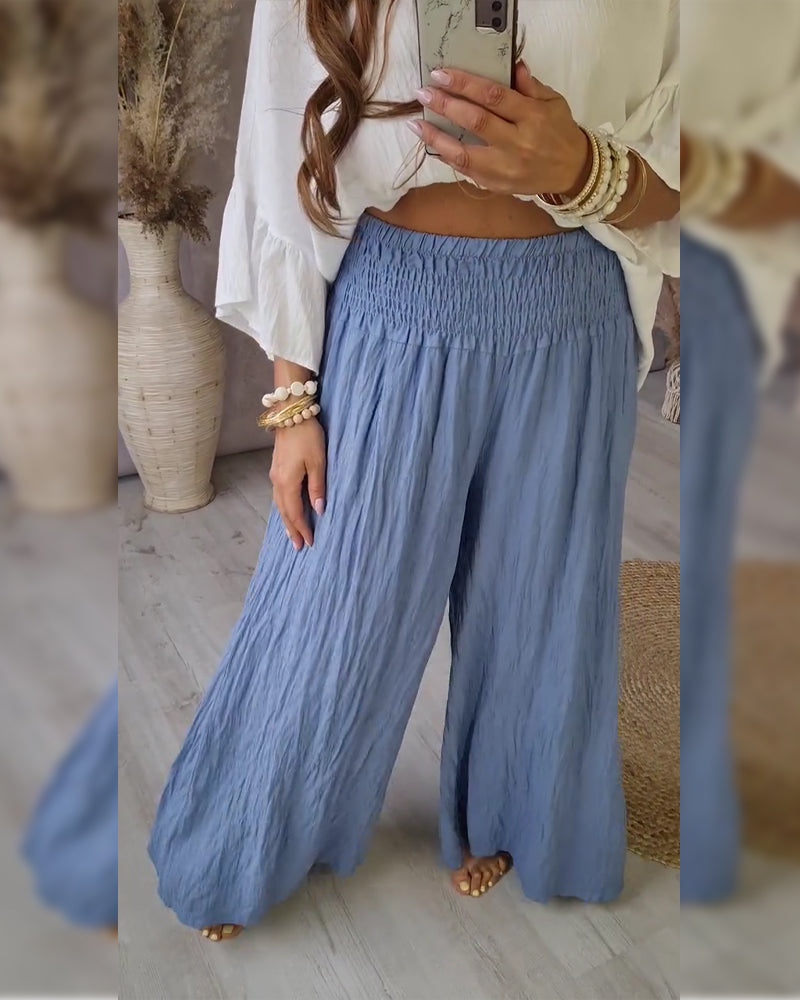 Pleated Relaxed Straight Leg Pants