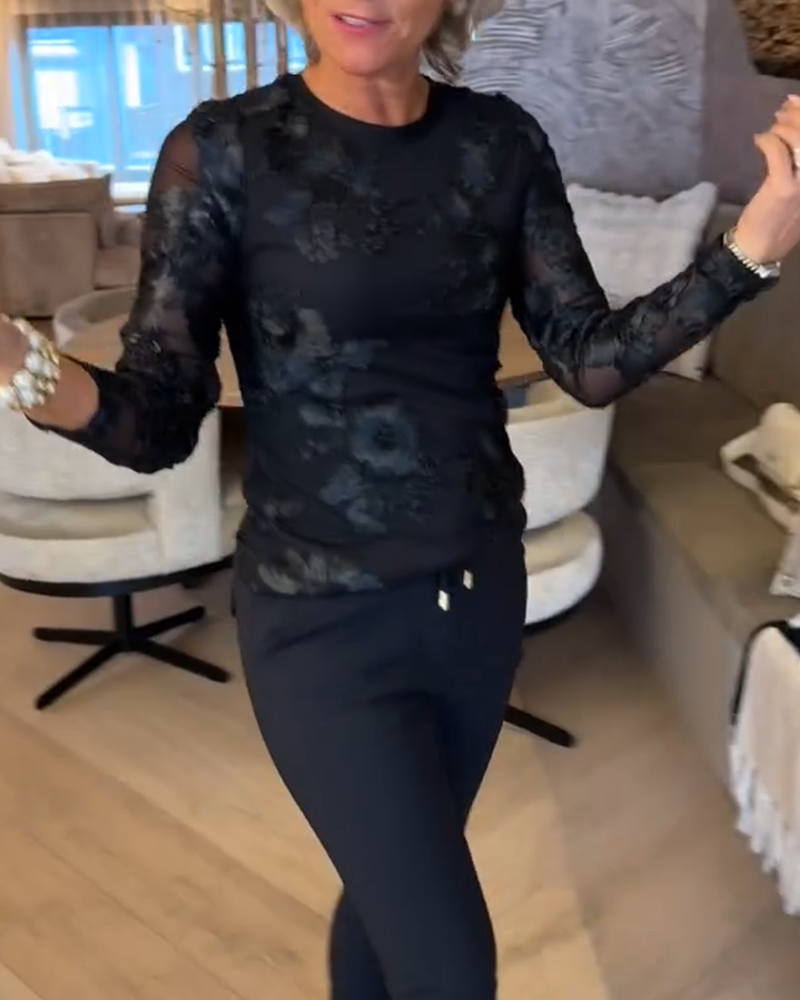 Stylish Round Neck Long-Sleeved Top