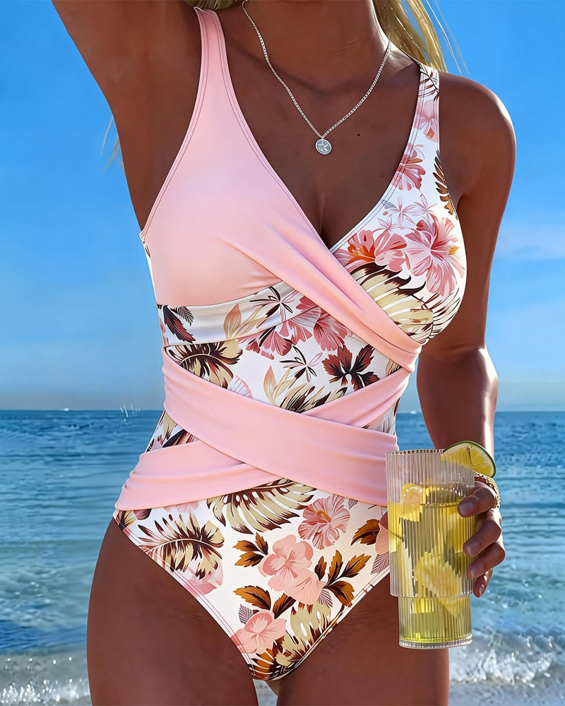 Contrast Floral One-Piece