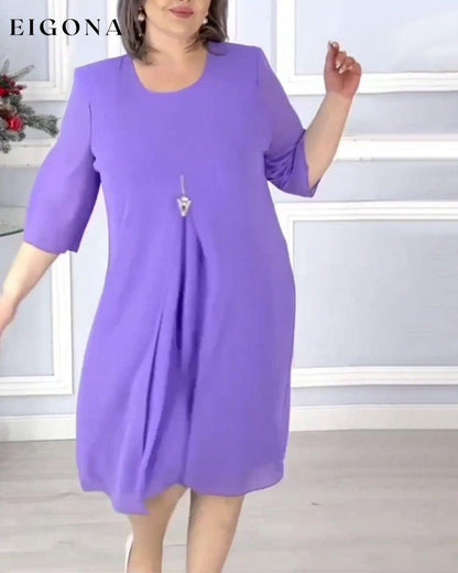 Women's solid color loose dress casual dresses spring summer