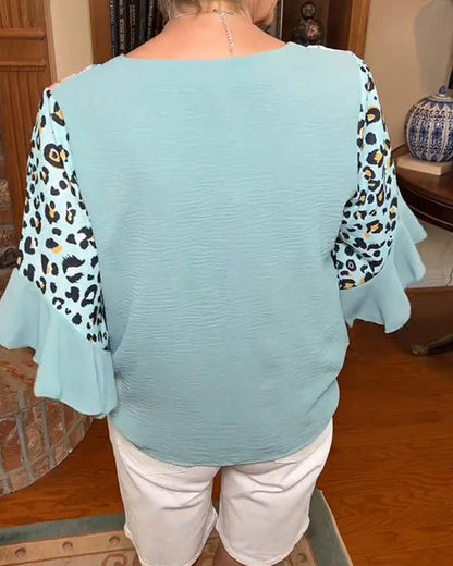 Bluse mit Leopardenmuster und Rüschenärmeln