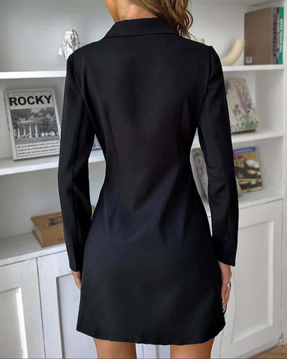 Elegant Solid Color Long-Sleeved Dress