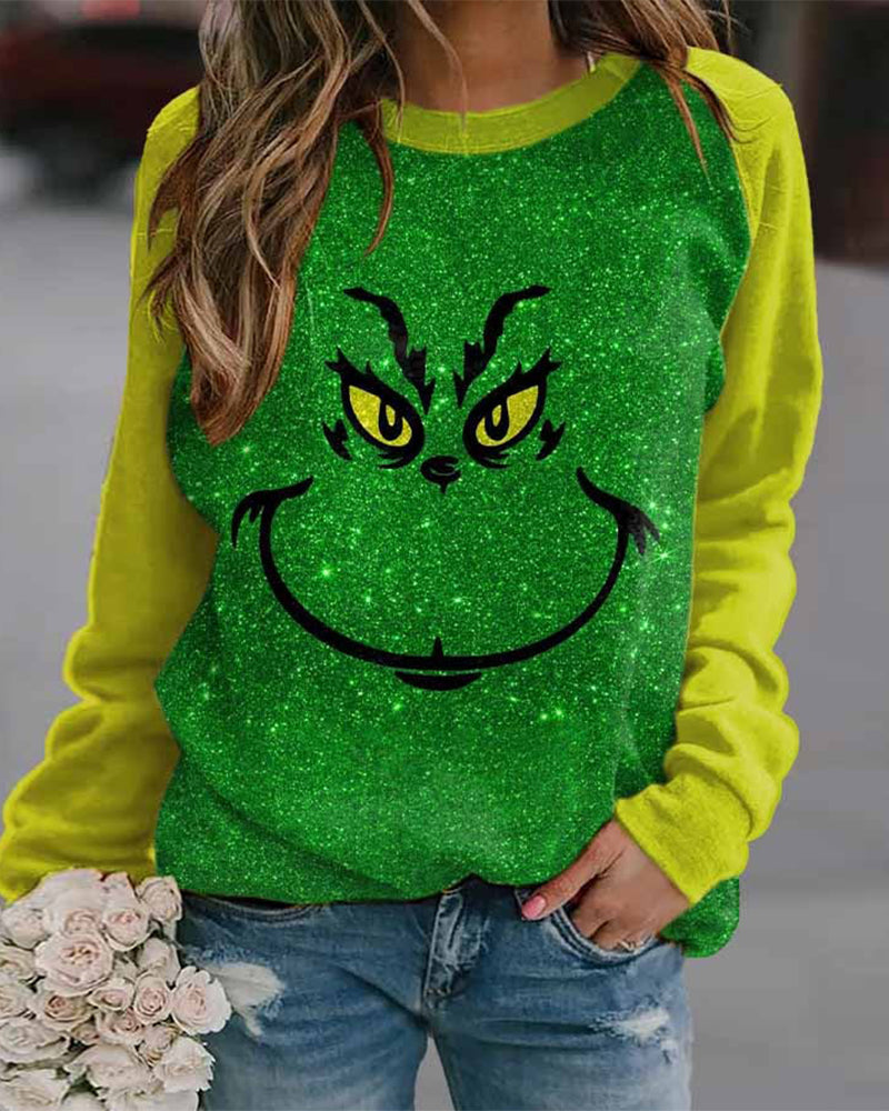 Women's Casual Christmas Print Sweatshirt 2024 f/w Green Grinch grinch sweatshirts