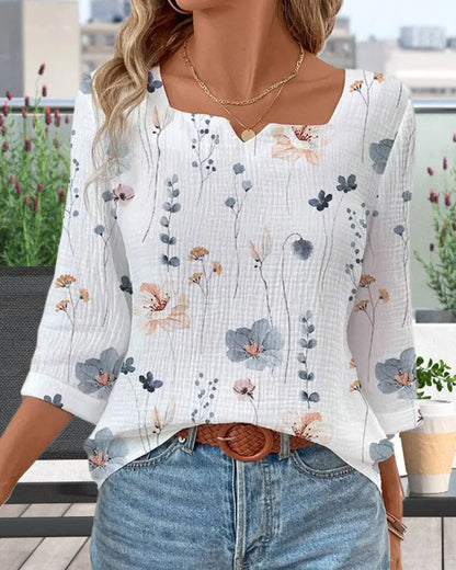 Fresh floral print top blouses & shirts spring summer