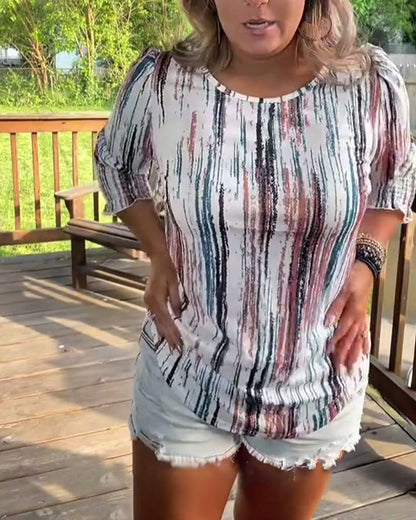 T-shirt casual stampata con scollo rotondo