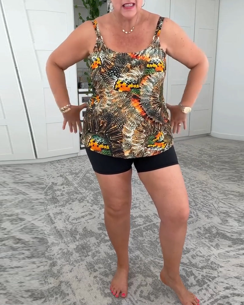 Zweiteiliger bedruckter Boxer-Badeanzug