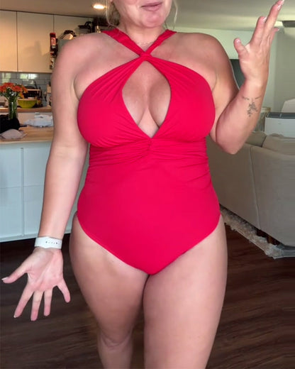 Costume da bagno intero sexy aderente tinta unita