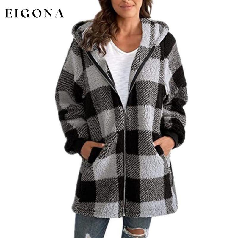 Casual Plaid Coat Gray best Best Sellings cardigan cardigans clothes Plus Size Sale tops Topseller