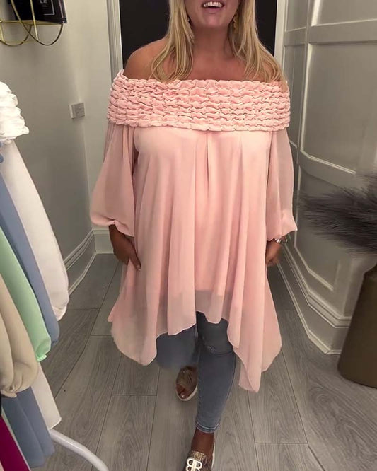 Modische Langarm-Off-Shoulder-Bluse