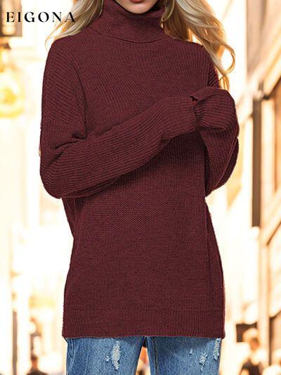 Turtleneck Drop Shoulder Long Sleeve Sweater clothes Ship From Overseas Sweater sweaters Sweatshirt Yh