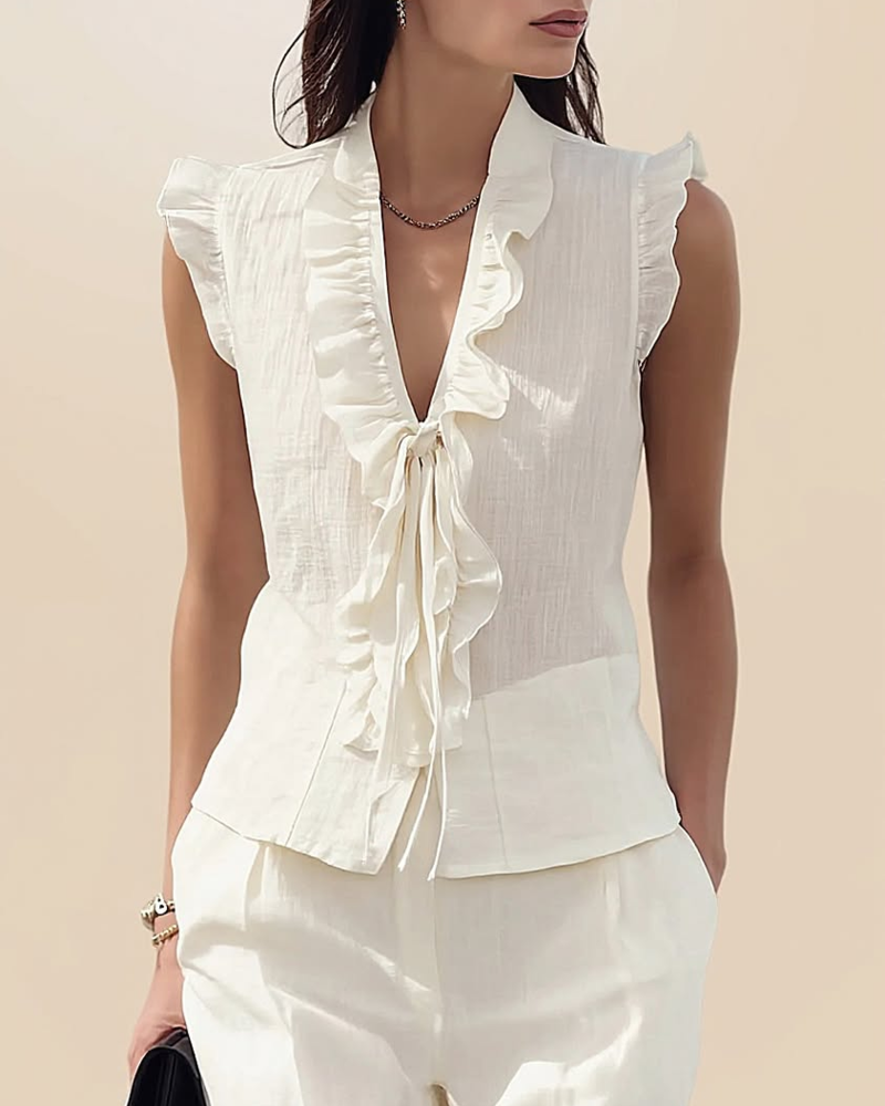 Elegant Strappy Ruffle Blouse