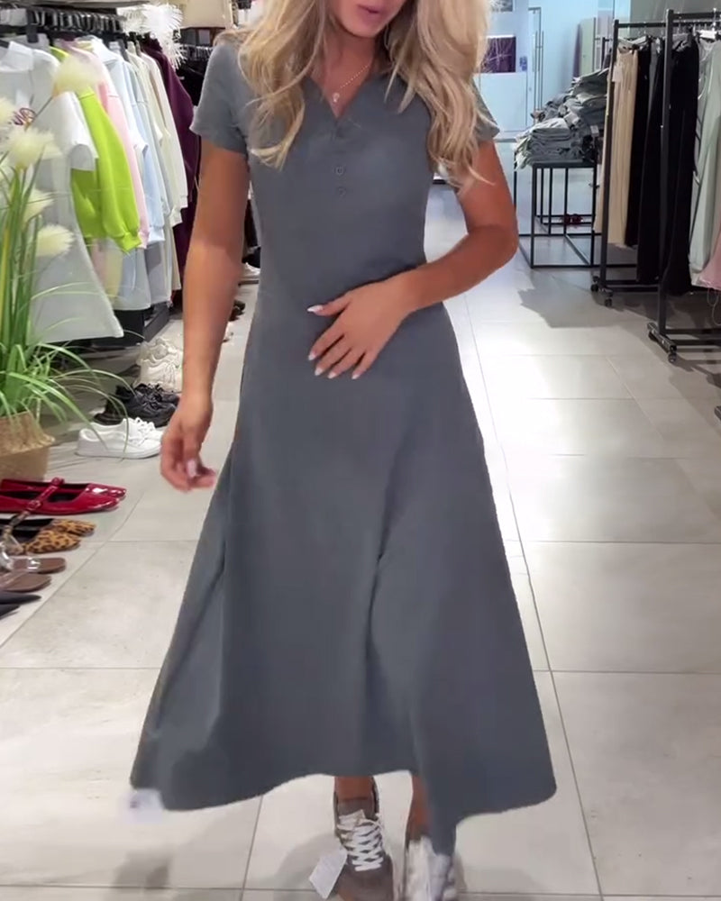A-Linien-Kleid mit lässiger Taille und Polokragen