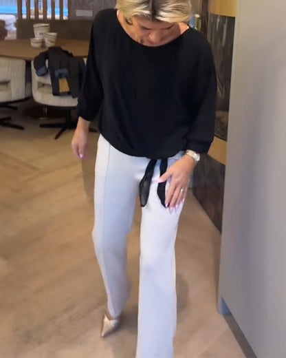 Simple Crewneck Solid Blouse