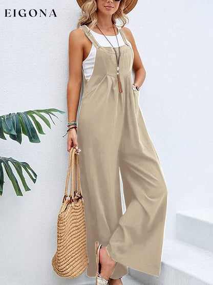 Full Size Wide Leg Overalls with Pockets Cream clothes Ship From Overseas Shipping Delay 09/29/2023 - 10/03/2023 trend Y@L@Y