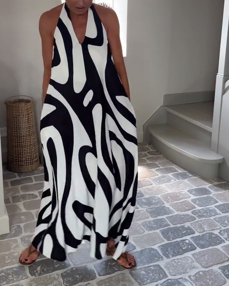 Temperament Neckholder Geometrisch Langes Kleid